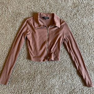 Brown long sleeve zip up